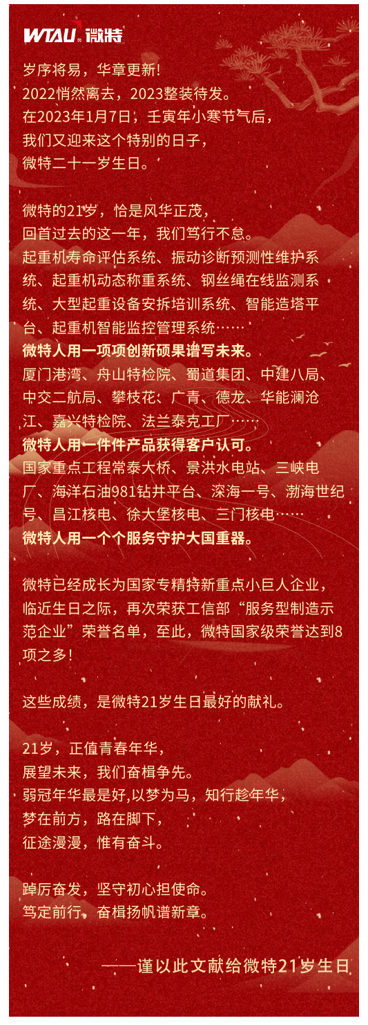 篤定前行 奮楫爭(zhēng)先！丨祝微特21歲生日快樂(lè)！